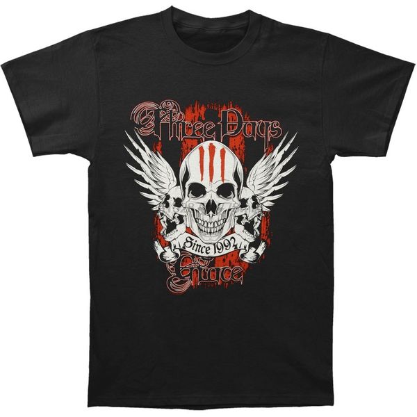 

three days grace mens 1992 slim fit t-shirt black 100% cotton t shirts brand clothing tees