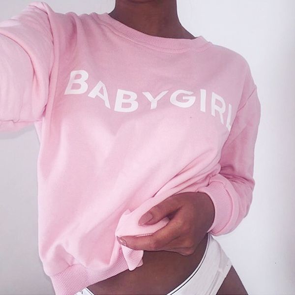 

harajuku women hoodies sweatshirts baby girl letters printed babygirl casual pullover women autumn pink sweatshirt plus size xxl, Black