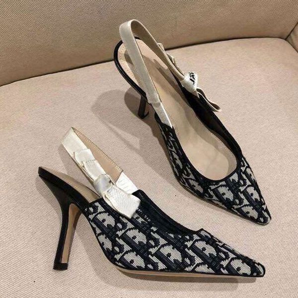 

new spring and summer fashion high-heeled sandals kitten's heel women's shoes ribbon letter elegant sandals bow pointed single sho, Black