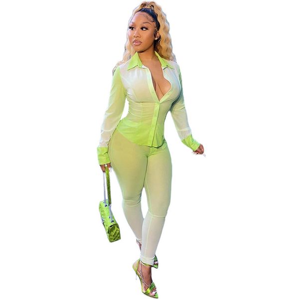 

gradient womens two piece set casual lepal neck designer womens two piece pants slim single breasted suits, White