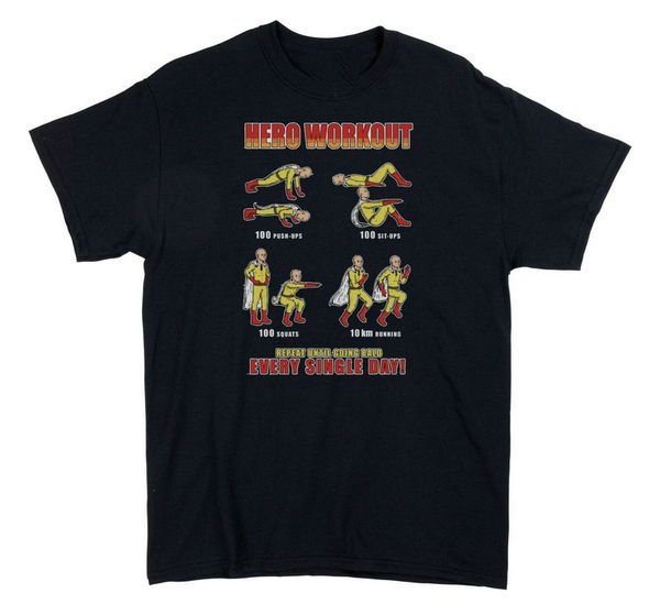 

one punch man hero work out anime t-shirt adults & kids sizes slogans customized tee shirt