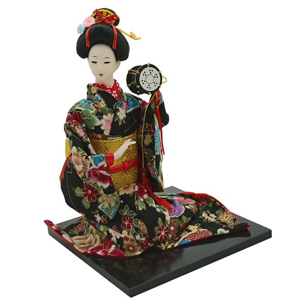 

16inch geisha japanese doll, sitting folk kimono doll maiko doll puppet stand on base, for home and l display decor