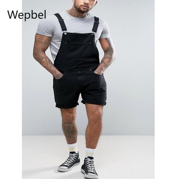 

men's jeans wepbel black denim shorts plus size romper vintage men cowboy jumpsuits conjoined working bib pants, Blue