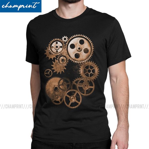 

steampunk gears t-shirt мужчины rust survival game высокий чистый хлопок тис круглый воротник с коротким рукавом рубашки большой размер одеж