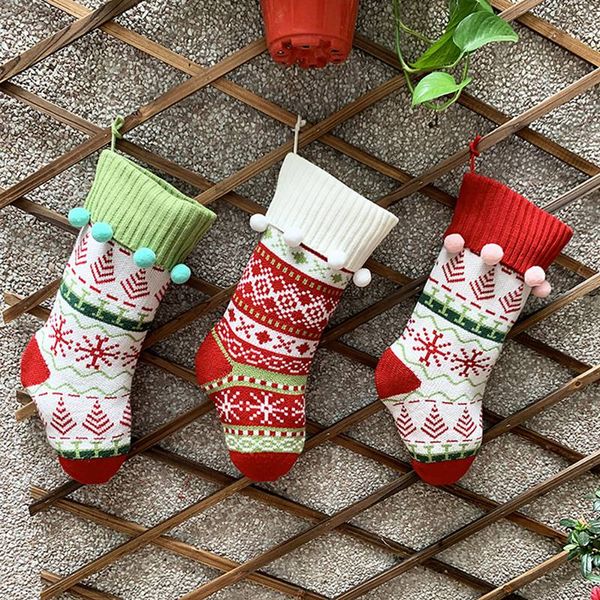 

christmas socks children's gift bag elk knitted stockings xmas tree decorative hanging ornaments new year home decor pendant
