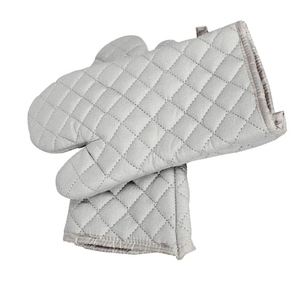 

gray cotton oven mitts - 1 pair of professional heat resistant pot holder & baking gloves - food safe