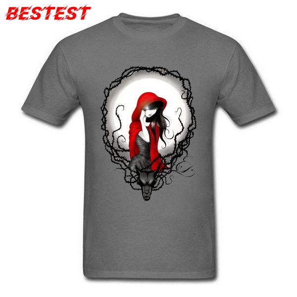 

men t shirt customized t-shirt bad wolf story tees little red riding hood print tshirt cotton grey clothing woman fitted