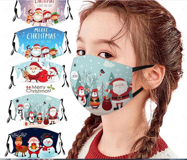 

us stock 10 styles kid adults reusable kids 3d print santa claus fun protective christmas mouth face mask mark fabric designer mask