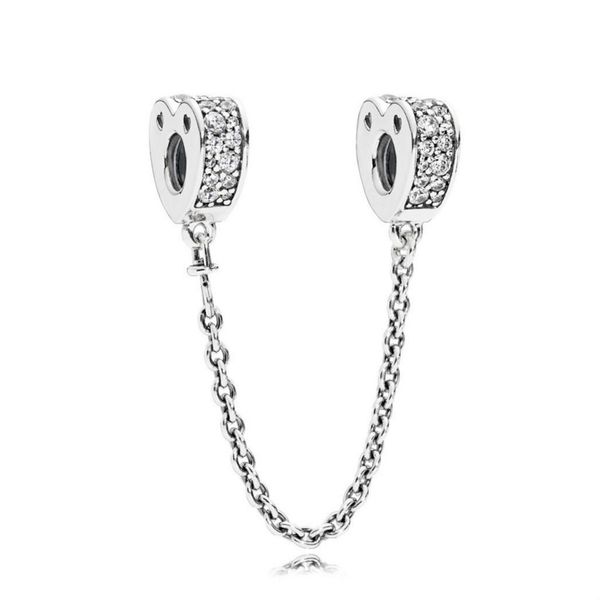 

new 100% sterling silver 1:1 glamour 797138cz sparkling arcs of love safety chain original women wedding fashion jewelry 2018 gift, Black