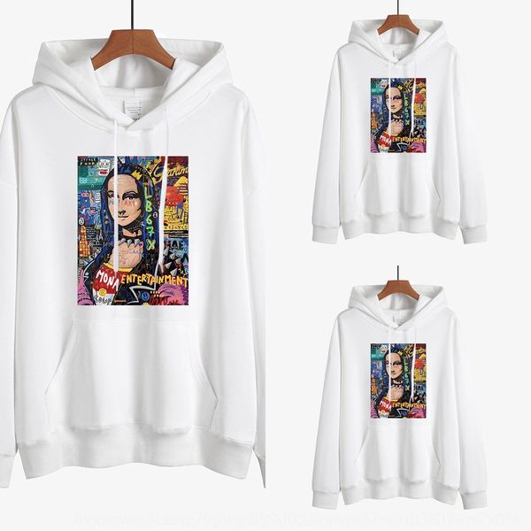 

new mona lisa fun trendy street long sweater pullover sleeve pullover hooded loose creative sweater vqejv, Black