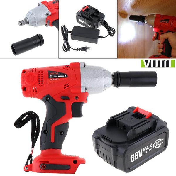 

voto ac 100 - 240v cordless 68v two-speed impact electric wrench with max lithium battery and power display light for car repair