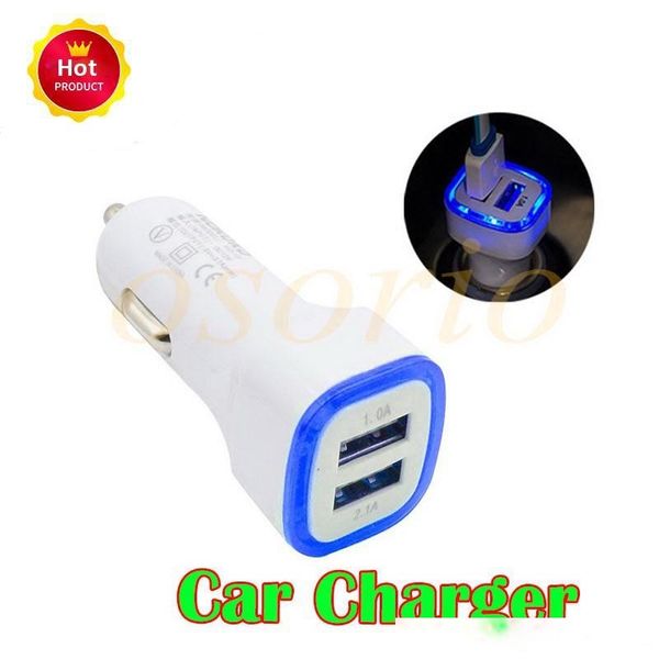 

dual usb plug charger led light double usb car charger colorful adapter universal charger for samsung iphone 11 xs max cell phone