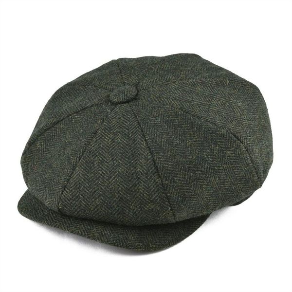 

sboy hats botvela wool tweed cap herringbone men women classic retro hat with soft lining driver black brown green 005, Blue;gray