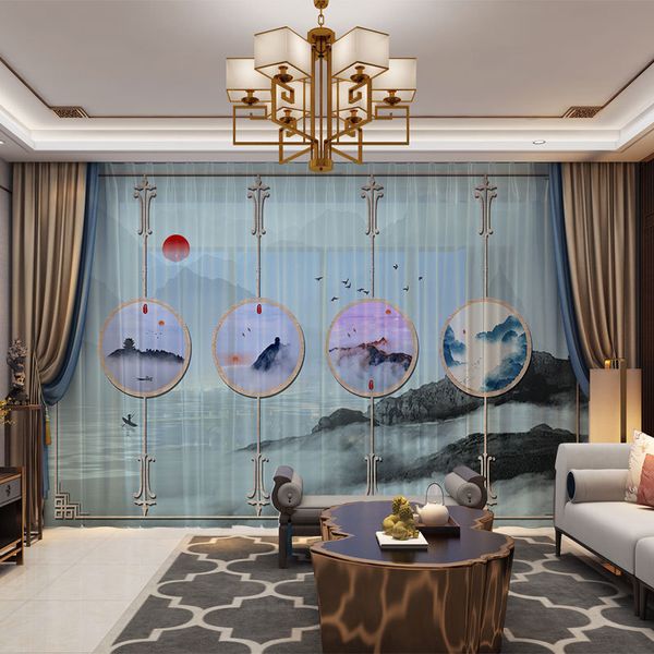 

elegant material chinese style curtains drape panel sheer tulle home decoration living room bedroom luxury chiffon curtains