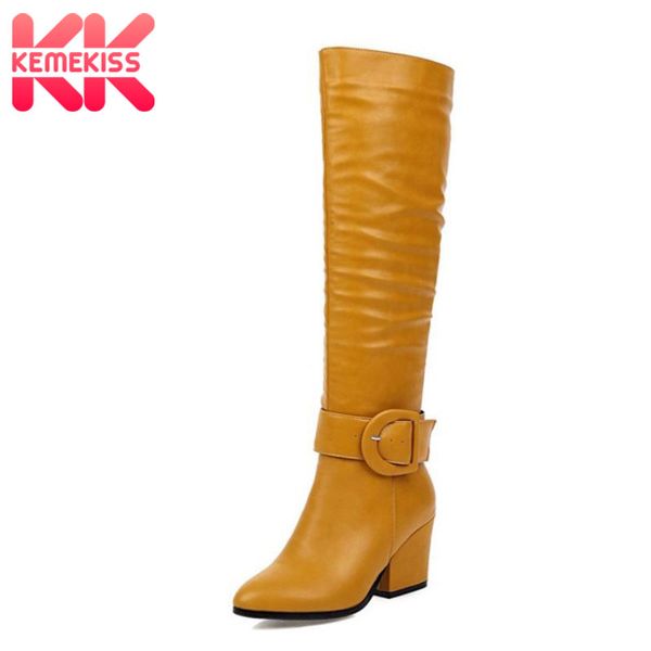 

kemekiss plus size 32-46 colors 4 women knee high boots normal work casual shoes women boots outdoor party ladies footwear, Black