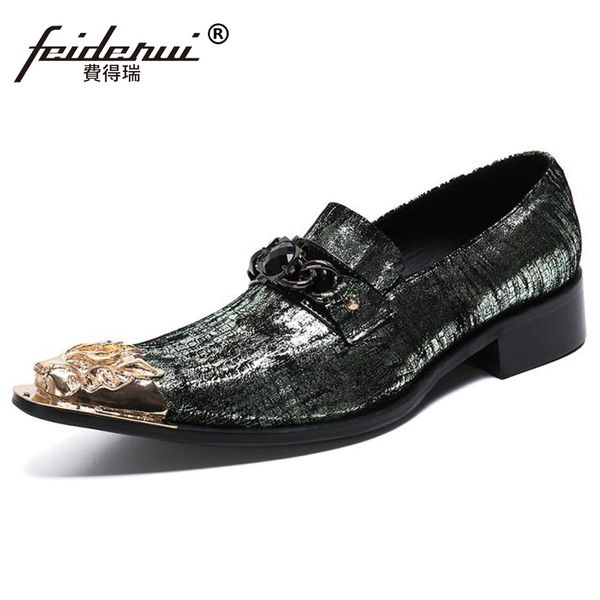 

italian metal trim slip on man wedding banquet party loafers genuine leather handmade men's club rhinestone casual shoes sl796, Black