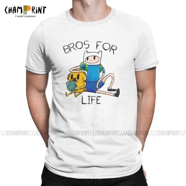 

men's t-shirt bros for life funny 100% cotton tees short sleeve adventure time cartoon t shirt crew neck birthday present