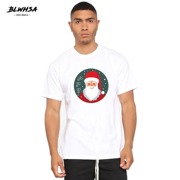 

blwhsh oh oh santa claus print t shirt men circular pattern summer funny t-shirt natal de design christmas printed men plus tess