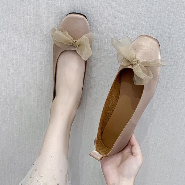 

2020 new spring and summer fashion light-colored gentle bow peas shoes shallow mouth soft and comfortable flat shoes, Black
