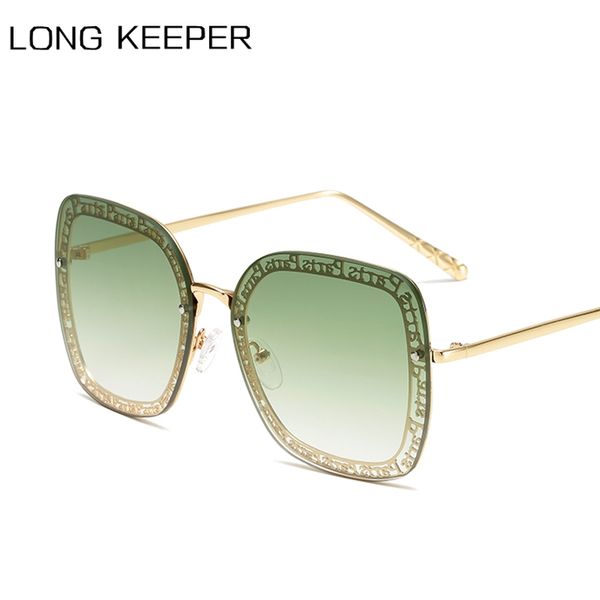 

trendy square sunglasses women 2020 new fashion alloy gradient goggles vintage letter frame sun glasses shades, White;black