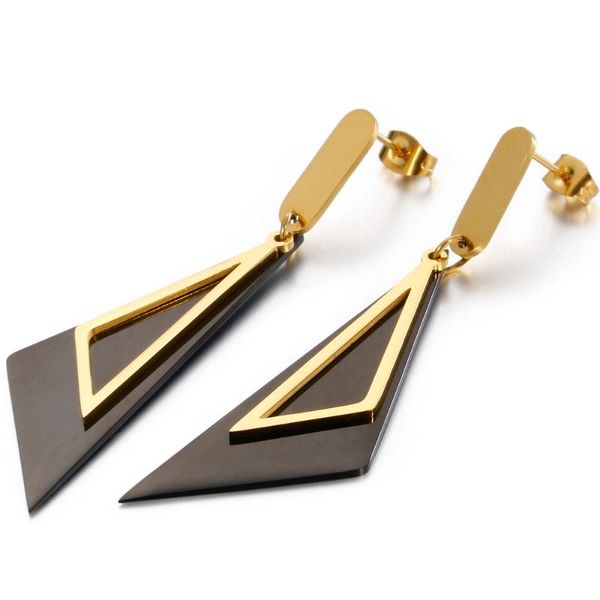 

simple creative geometric figure dangle long drop earrings for women girls 316l stainless steel trendy jewelry gifts, Silver