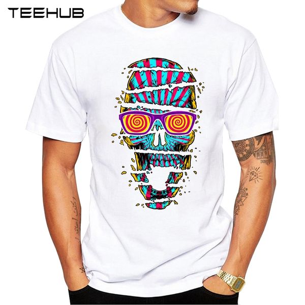 

new arrivals 2019 teehub cool screaming skull design men's fashion printed t-shirt short sleeve o-neck hipster tee