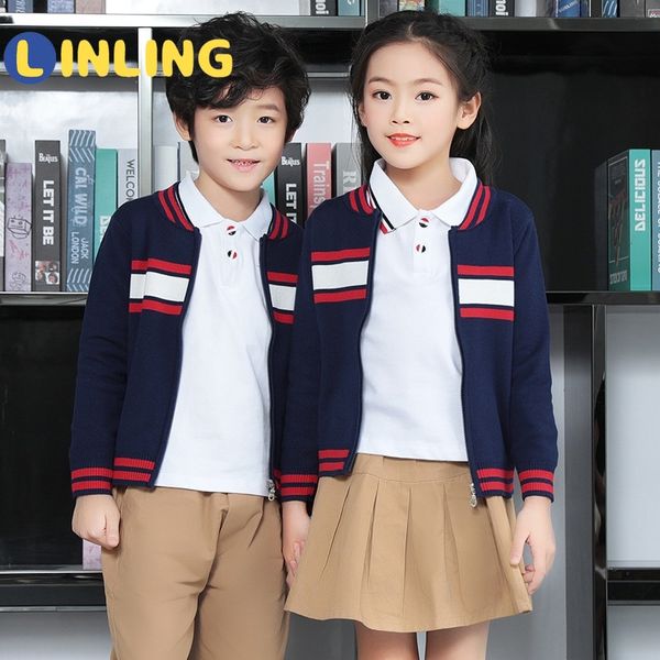 

linling дети uniform ребенок длинные рукава школа равномерное британской детская школа wear primary студенты класса одежда v235, Blue