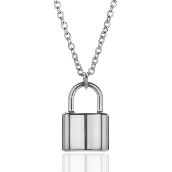 

new fashion couple necklace lock design pendant men women hip hop necklace, Silver