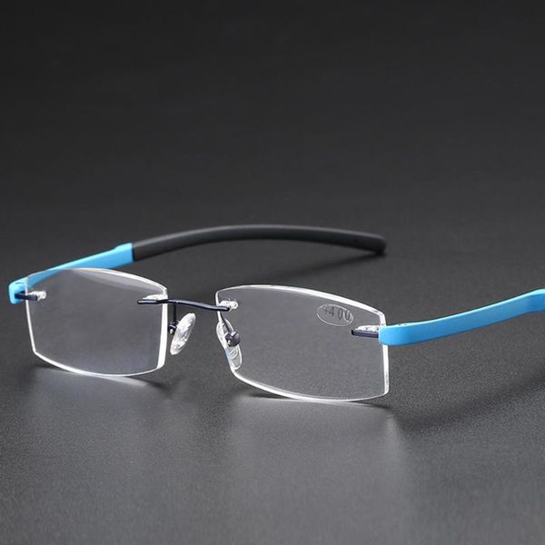 

sunglasses 2021 rimless ultralight tr90 leg blue single lens / progressive lenses anti-blue reading glasses +0.75 +1.25 +1.5 +2 +1.75 to +4, White;black