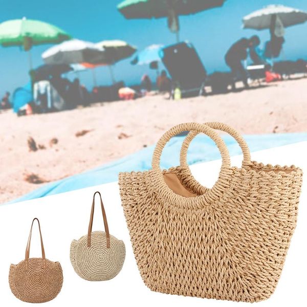 

straw bag women's summer rattan bag handmade woven circle bohemia beach handbag wicker bolso mimbre