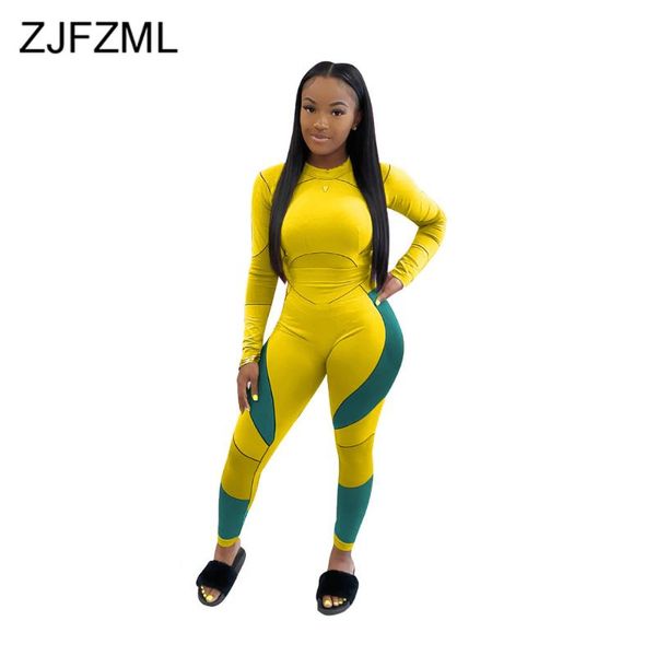 

athletic clothes two-pieces suits striped spliced long sleeve sporty shirts+letter print tight legging autumn clothing for women, Gray