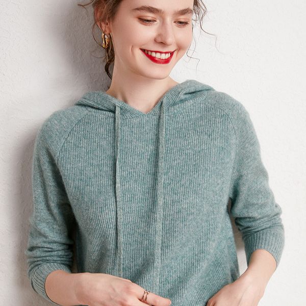 

women's sweaters women hooded 8colors 100 cashmere knitted pullovers 2021 winter autumn pure pashmina jumpers female top, White;black