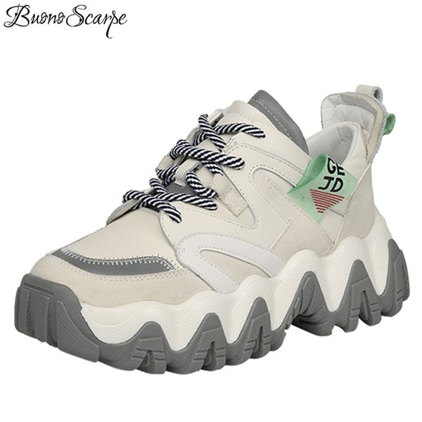 

platform women leather sneakers reflective genuine leather shoes casual sports sneakers lace up fashion girls trainers shoes new, Black