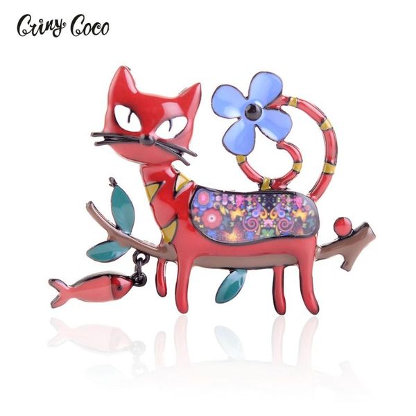 

cring coco симпатичный мультфильм cat форма эмаль брошь прекрасный животных красочные воротник нагрудные pin мода ювелирные изделия одежда а, Gray