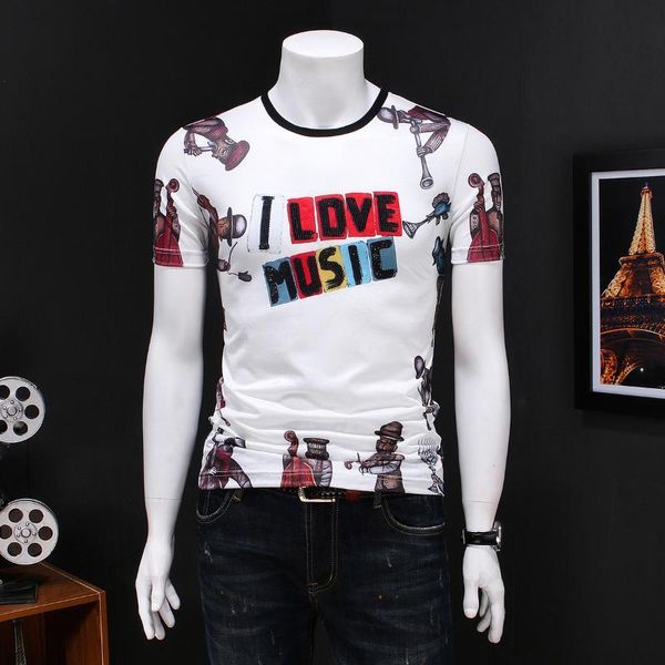 

Summer Fashion Men T Shirt Short Sleeve Letters Print Streetwear T-shirts Male Round Neck Casual Tee Tops Brand Men Clothing 5XL