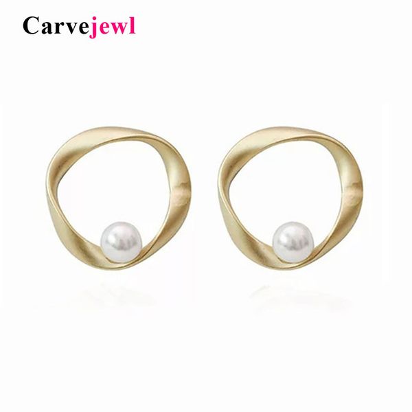 

stud carvejewl pearl earrings twisted irregular round circle korean for women jewelry fashion romantic wholesale, Golden;silver