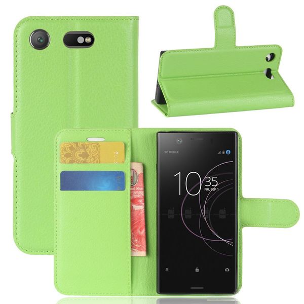 

for sony xz1 compact litchi lychee wallet leather tpu phone cover case with card holder for sony xz1 compact