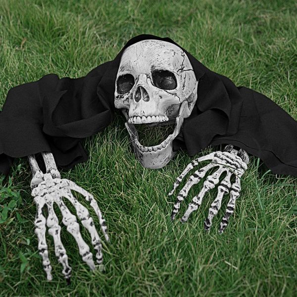 

реалистичная скелет stakes кости черепа головы и рук хэллоуин украшения скелет для yard stakes газонные сада открытый хэллоуин украшения