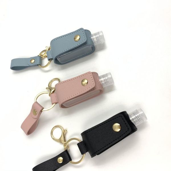 

keychains hand sanitizer leather keychain holder clips portable squeeze bottle empty leakproof plastic travel key chains, Silver