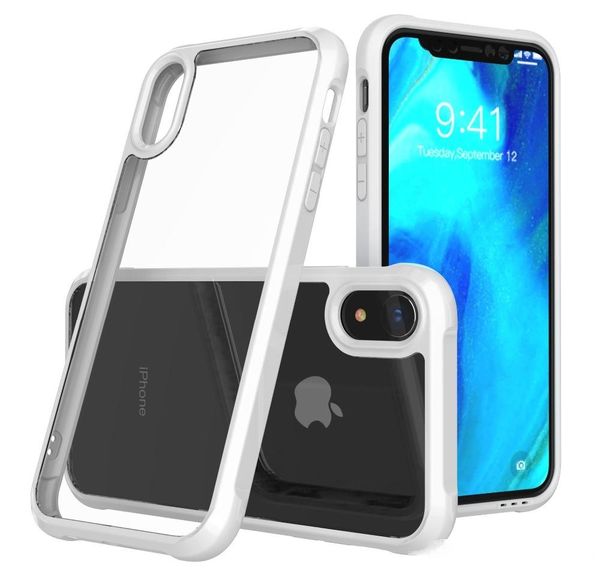 

2019 buy for iphone xs max xr xs x anti-knock case dual silicone bumper clear acrylic back cover for iphone 7 8 plus shockproof cases