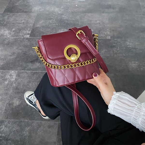 

shoulder bags fashion pu leather women's handbags diamond lattice flap crossbody small chain messenger bag bucket for female