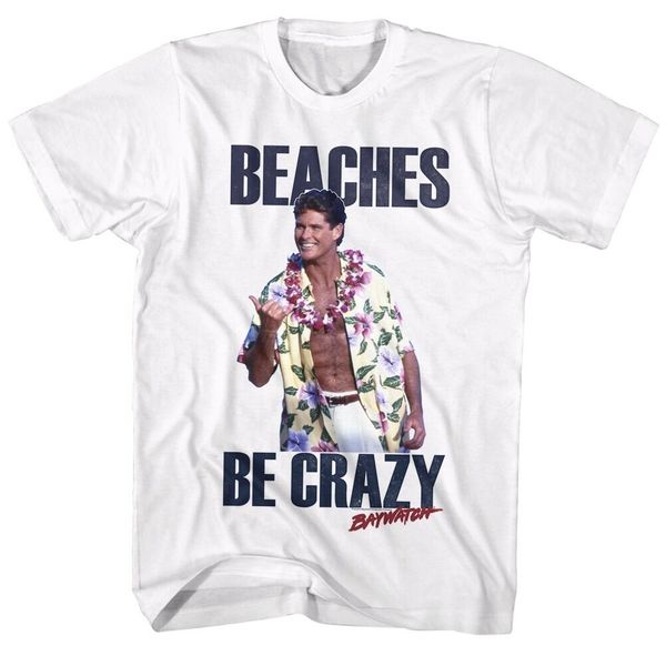 

baywatch beaches be crazy licensed t shirt 100% cotton straight o-neck short sleeve