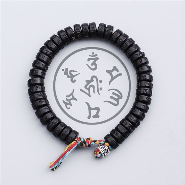 

charm bracelets tibetan buddhist handmade braided cotton thread love lucky bracelet natural coconut shell beads carved om mani padme hum ban, Golden;silver
