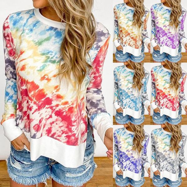 

2020 новых женщин tie-краситель толстовка печать top сыпучие повседневный шею топы с длинным рукавом пуловер drop доставка, Black