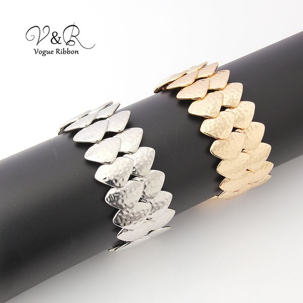 

hammered surface metal stretch bangle bracelet, simple imitation rhodium/gold plating, 2020 new trendy fashion bangle bracelet, Golden;silver