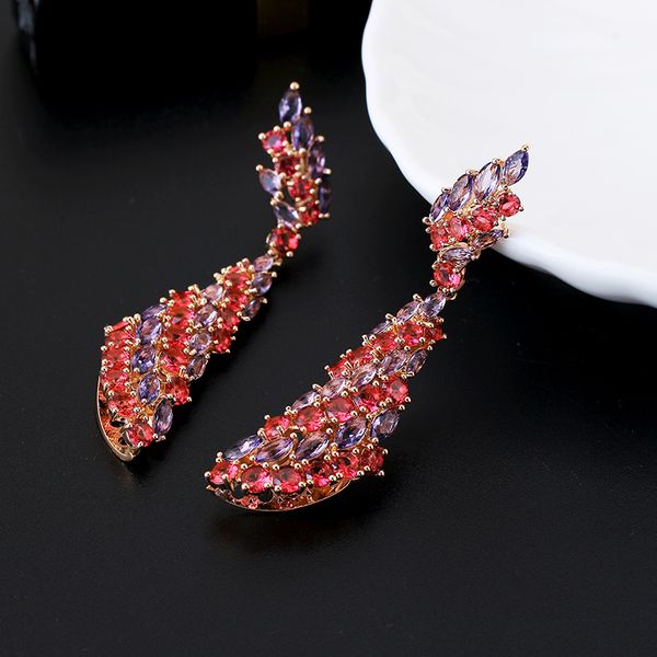 

irregular luxury spiral earrings + zirconia paved pendant drop earrings xiumeiyizu fashion women banquet jewelry, Silver