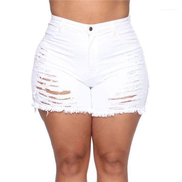 

size women clothes women jean shorts fashion ripped hole panelled short jeans casual high waist jean shorts plus, Blue
