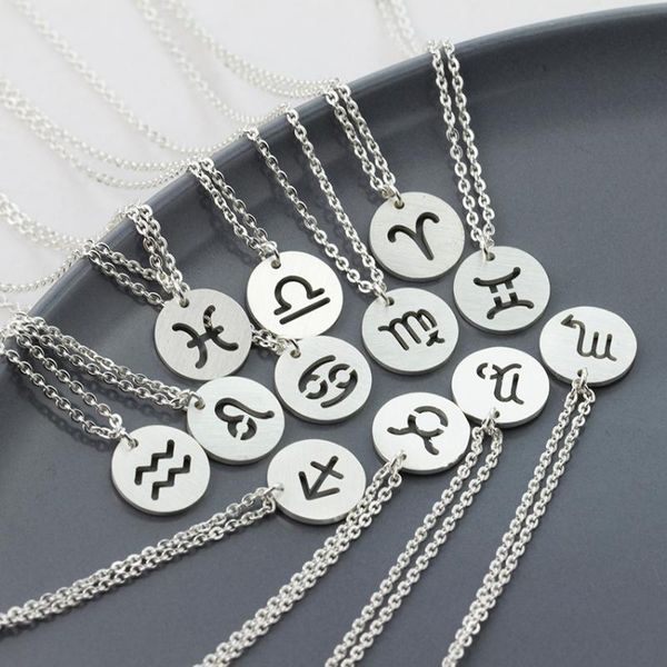 

capricorn aquarius pisces aries taures gemini cancer leo virgo libra scorpio sagittarius zodiac necklace friendship gifts bff, Silver