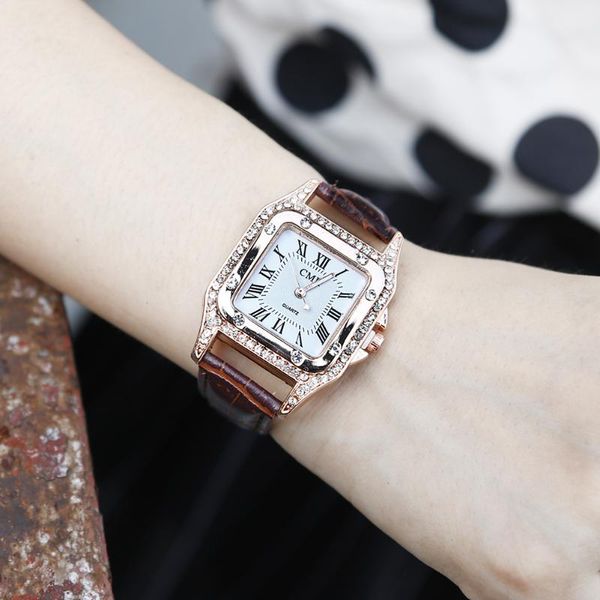 

wristwatches square women's watches rhinestone quartz ladies wrist watch women clock zegarek damski bayan kol saati gifts, Slivery;brown