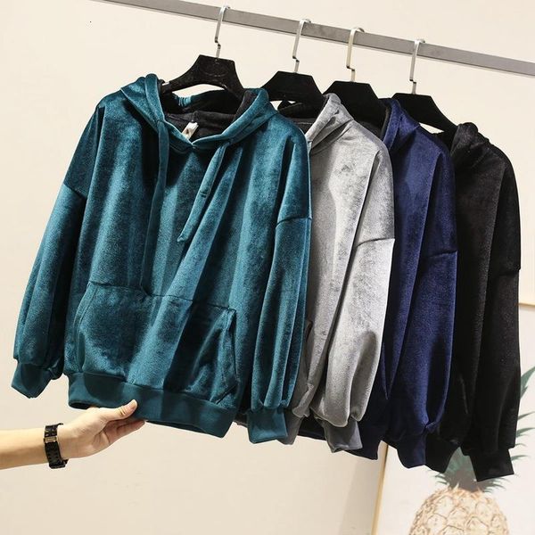 

flocking thick warm velours hoodies women autumn new arrival windbreaker sweatshirt with hat in soft touch, Black
